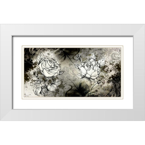 Retro Roses I White Modern Wood Framed Art Print with Double Matting by Willow, Susan P.