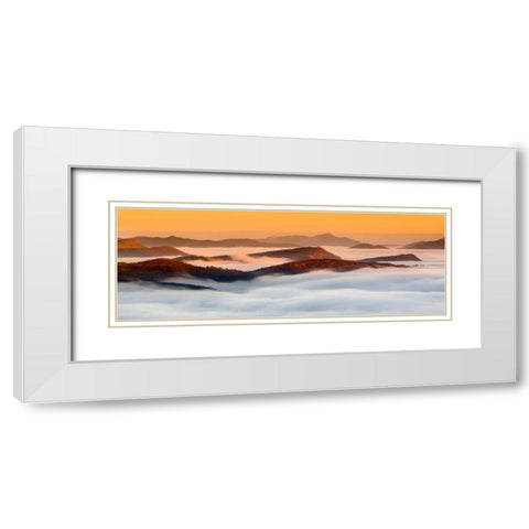 Boats in the mist White Modern Wood Framed Art Print with Double Matting by Vera, Urtzi