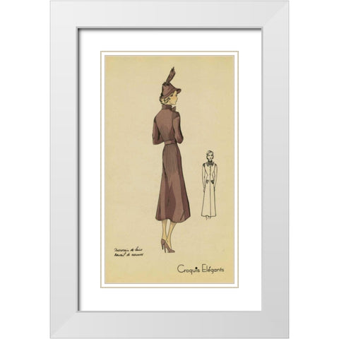 Ladies Fashion I White Modern Wood Framed Art Print with Double Matting by Unknown