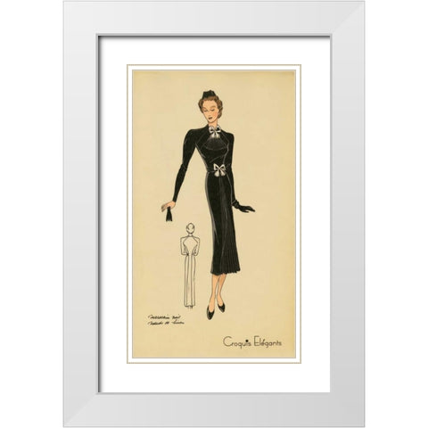 Ladies Fashion II White Modern Wood Framed Art Print with Double Matting by Unknown