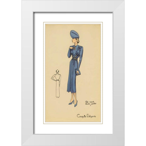 Ladies Fashion III White Modern Wood Framed Art Print with Double Matting by Unknown