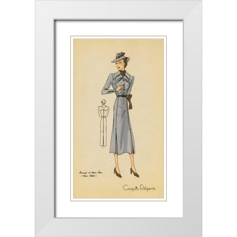 Ladies Fashion IV White Modern Wood Framed Art Print with Double Matting by Unknown