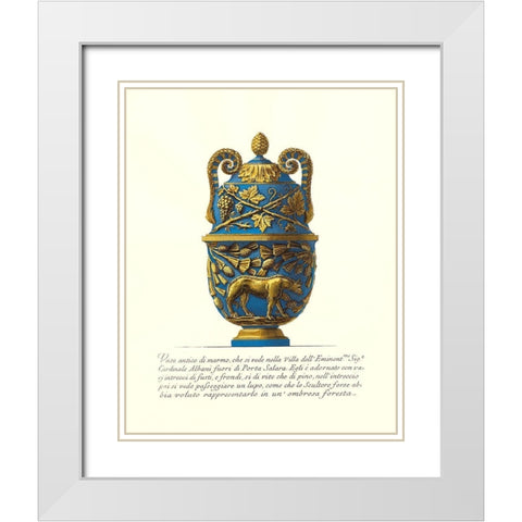 Blue Urn II White Modern Wood Framed Art Print with Double Matting by Piranesi
