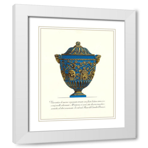 Blue Urn III White Modern Wood Framed Art Print with Double Matting by Piranesi