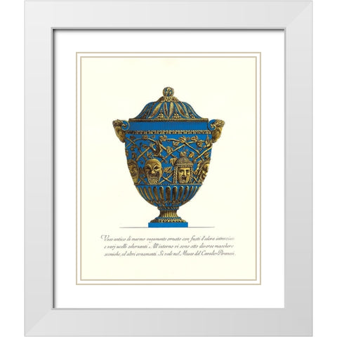 Blue Urn III White Modern Wood Framed Art Print with Double Matting by Piranesi