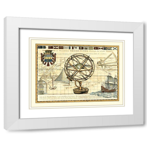 Nautical Map I White Modern Wood Framed Art Print with Double Matting by Bookman, D.