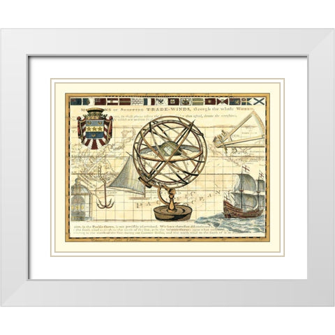 Nautical Map I White Modern Wood Framed Art Print with Double Matting by Bookman, D.