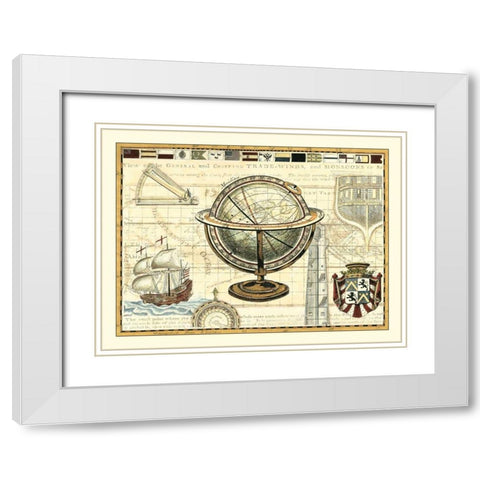 Nautical Map II White Modern Wood Framed Art Print with Double Matting by Bookman, D.