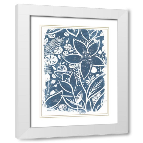 Garden Batik I White Modern Wood Framed Art Print with Double Matting by Vess, June Erica