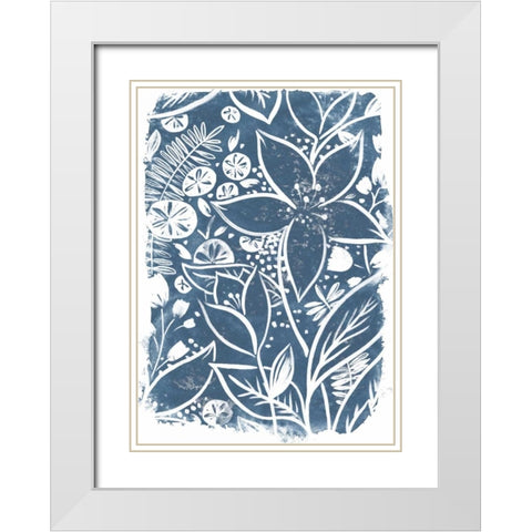 Garden Batik I White Modern Wood Framed Art Print with Double Matting by Vess, June Erica
