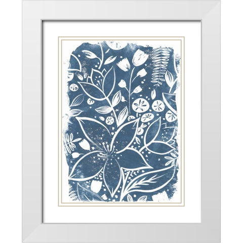 Garden Batik II White Modern Wood Framed Art Print with Double Matting by Vess, June Erica