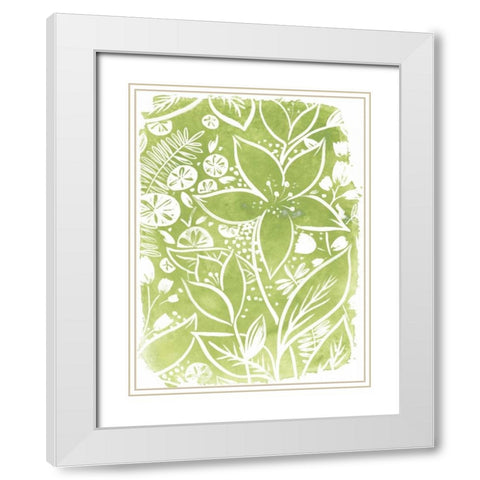 Garden Batik III White Modern Wood Framed Art Print with Double Matting by Vess, June Erica