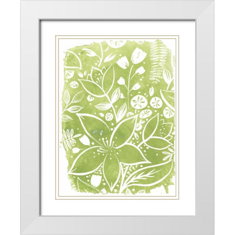 Garden Batik IV White Modern Wood Framed Art Print with Double Matting by Vess, June Erica