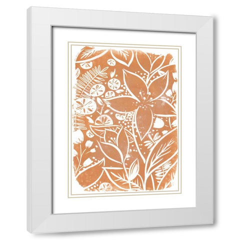 Garden Batik V White Modern Wood Framed Art Print with Double Matting by Vess, June Erica