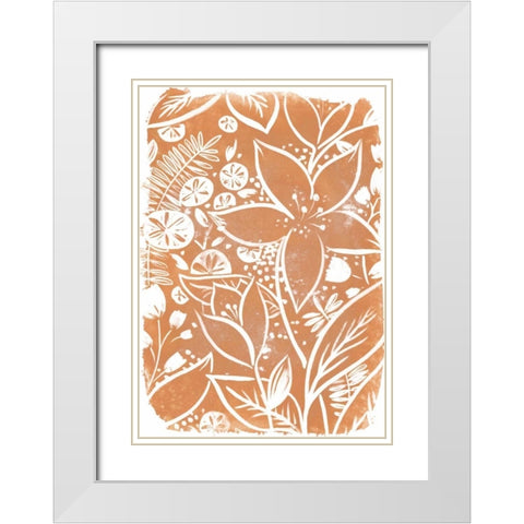 Garden Batik V White Modern Wood Framed Art Print with Double Matting by Vess, June Erica