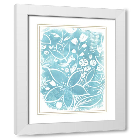 Garden Batik VIII White Modern Wood Framed Art Print with Double Matting by Vess, June Erica