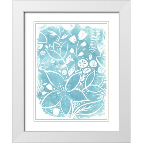 Garden Batik VIII White Modern Wood Framed Art Print with Double Matting by Vess, June Erica