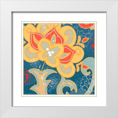 Paisley Blossom Red I White Modern Wood Framed Art Print with Double Matting by Mark, Leslie