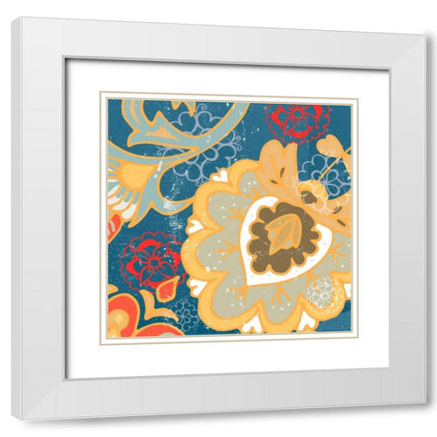 Paisley Blossom Red II White Modern Wood Framed Art Print with Double Matting by Mark, Leslie