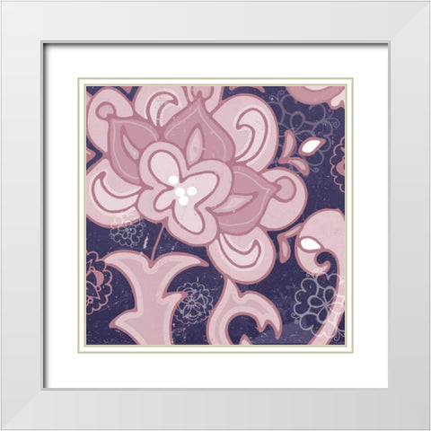 Paisley Blossom Mauve I White Modern Wood Framed Art Print with Double Matting by Mark, Leslie