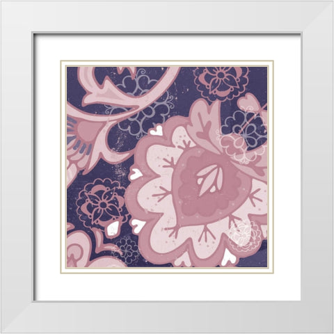 Paisley Blossom Mauve II White Modern Wood Framed Art Print with Double Matting by Mark, Leslie