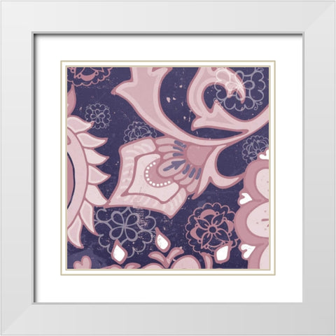 Paisley Blossom Mauve III White Modern Wood Framed Art Print with Double Matting by Mark, Leslie