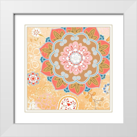 Paisley Faire II White Modern Wood Framed Art Print with Double Matting by Mark, Leslie