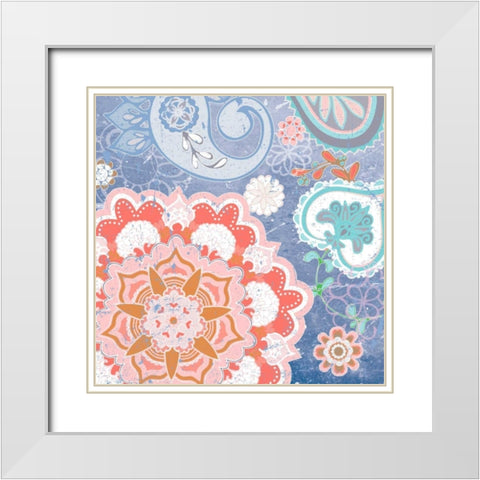Paisley Faire IV White Modern Wood Framed Art Print with Double Matting by Mark, Leslie
