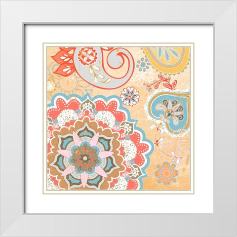 Paisley Faire V White Modern Wood Framed Art Print with Double Matting by Mark, Leslie