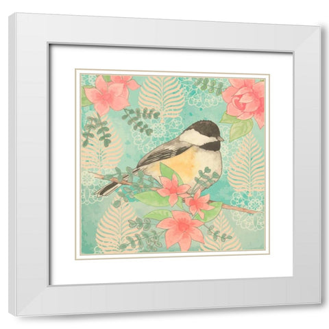 Chickadee Day I White Modern Wood Framed Art Print with Double Matting by Mark, Leslie