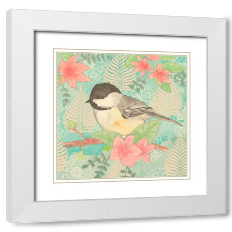 Chickadee Day II White Modern Wood Framed Art Print with Double Matting by Mark, Leslie