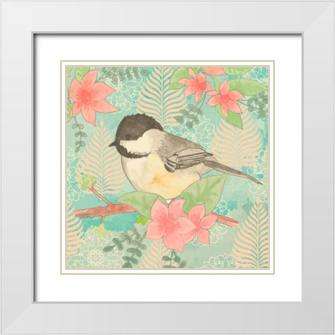 Chickadee Day II White Modern Wood Framed Art Print with Double Matting by Mark, Leslie