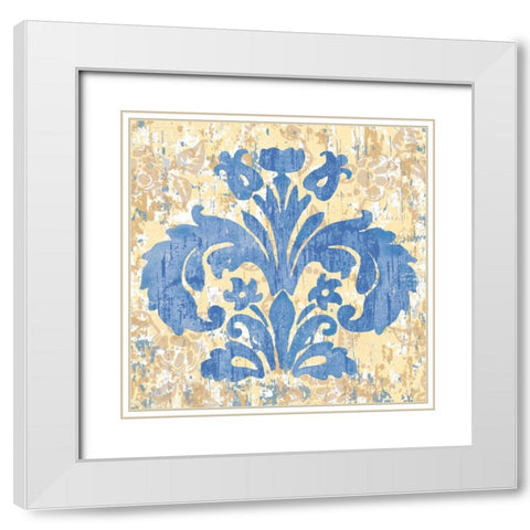 Damask Stamp I White Modern Wood Framed Art Print with Double Matting by Mark, Leslie