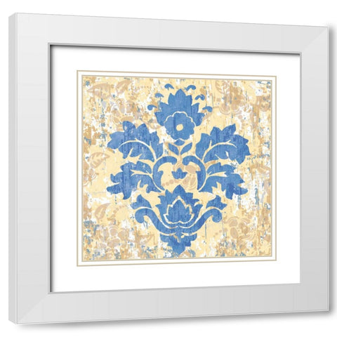 Damask Stamp IV White Modern Wood Framed Art Print with Double Matting by Mark, Leslie