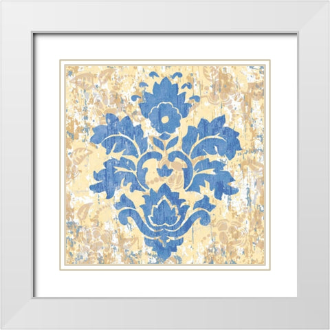 Damask Stamp IV White Modern Wood Framed Art Print with Double Matting by Mark, Leslie