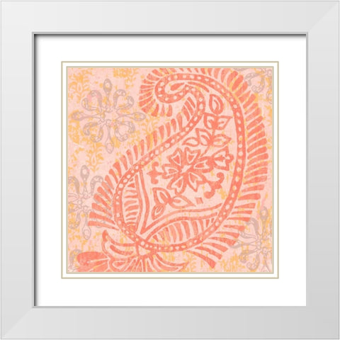 Block Print Paisley I White Modern Wood Framed Art Print with Double Matting by Mark, Leslie