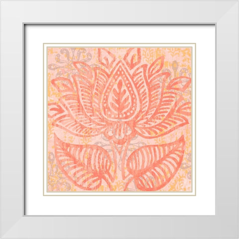 Block Print Paisley II White Modern Wood Framed Art Print with Double Matting by Mark, Leslie