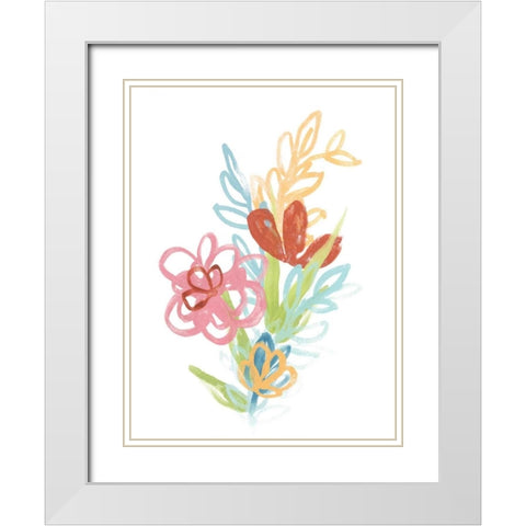 Flora Moderne III White Modern Wood Framed Art Print with Double Matting by Vess, June Erica