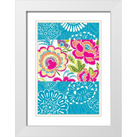 Tropical Embroidery Panel I White Modern Wood Framed Art Print with Double Matting by Zarris, Chariklia