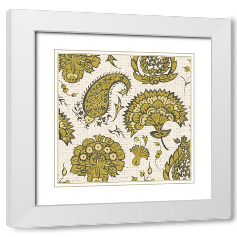 Block Print Tapestry II White Modern Wood Framed Art Print with Double Matting by Zarris, Chariklia