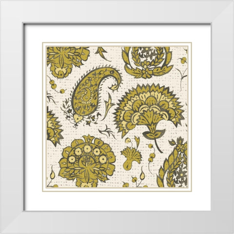 Block Print Tapestry II White Modern Wood Framed Art Print with Double Matting by Zarris, Chariklia