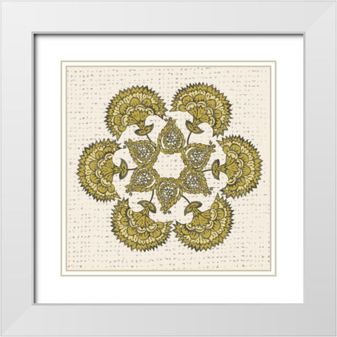 Block Print Mandala I White Modern Wood Framed Art Print with Double Matting by Zarris, Chariklia