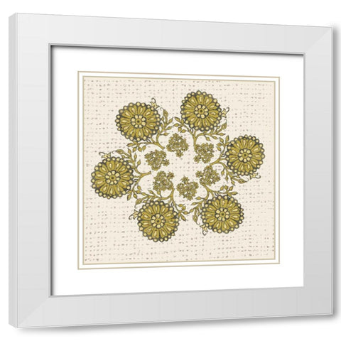 Block Print Mandala II White Modern Wood Framed Art Print with Double Matting by Zarris, Chariklia