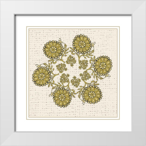 Block Print Mandala II White Modern Wood Framed Art Print with Double Matting by Zarris, Chariklia