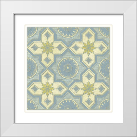 Pastel Tile Design I White Modern Wood Framed Art Print with Double Matting by Studio W