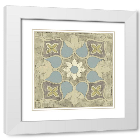 Pastel Tile Design V White Modern Wood Framed Art Print with Double Matting by Studio W