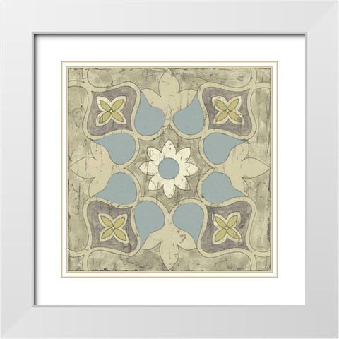 Pastel Tile Design V White Modern Wood Framed Art Print with Double Matting by Studio W