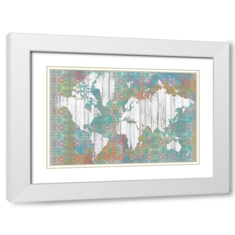 Boho Map I White Modern Wood Framed Art Print with Double Matting by Goldberger, Jennifer