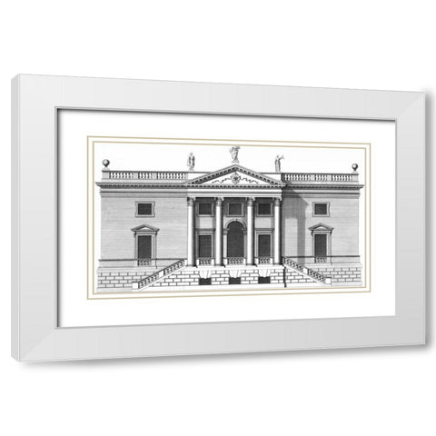 Custom Vintage Facade Blueprint V White Modern Wood Framed Art Print with Double Matting by Hulsburgh, H.