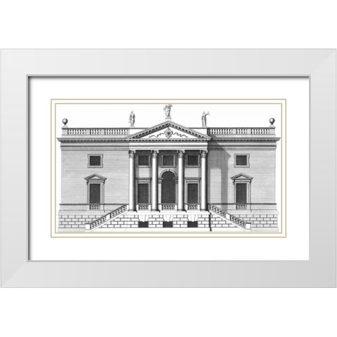 Custom Vintage Facade Blueprint V White Modern Wood Framed Art Print with Double Matting by Hulsburgh, H.
